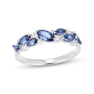 Marquise-Cut Blue & White Lab-Created Sapphire Scatter Ring Sterling Silver Kay